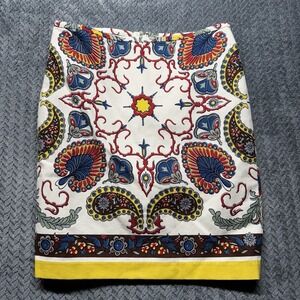 Tommy Hilfiger Paisley Medallion Print Skirt 10 Cotton Lined‎ Colorful Boho Prep